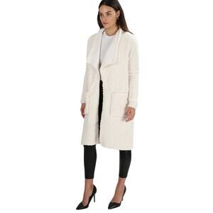 NSF Toni Teddy Faux Fur Long Duster Coat in Ivory Size M